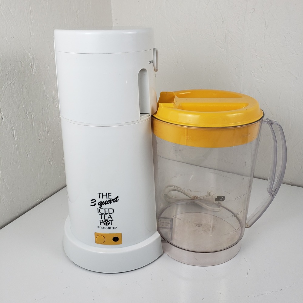 Mr. Coffee 3 Quart Iced Tea Pot Maker TM3.5 White Yellow Vintage Electric Brewer